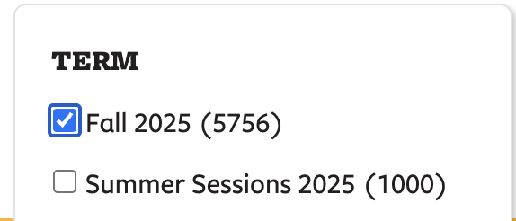 Fall 2025 class schedule